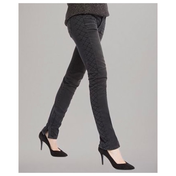 MAJE Downtown Quilted Side Panel Skinny Jeans in Washed Black, Size EU 38 - Picture 1 of 10